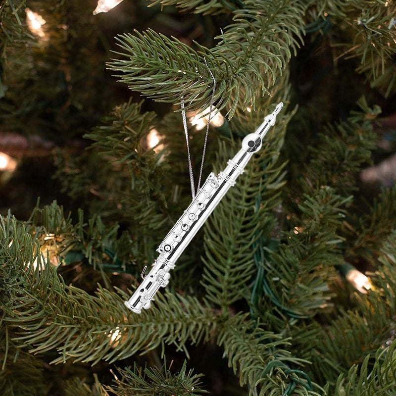 Kodrily Metal Flute Keychain Ornament, Mini Musical Instrument Key Rings, Silver Flute Key Necklace with Ring, Musical Instrument Keyrings for Keys Decoration, 4.3in - Image 5